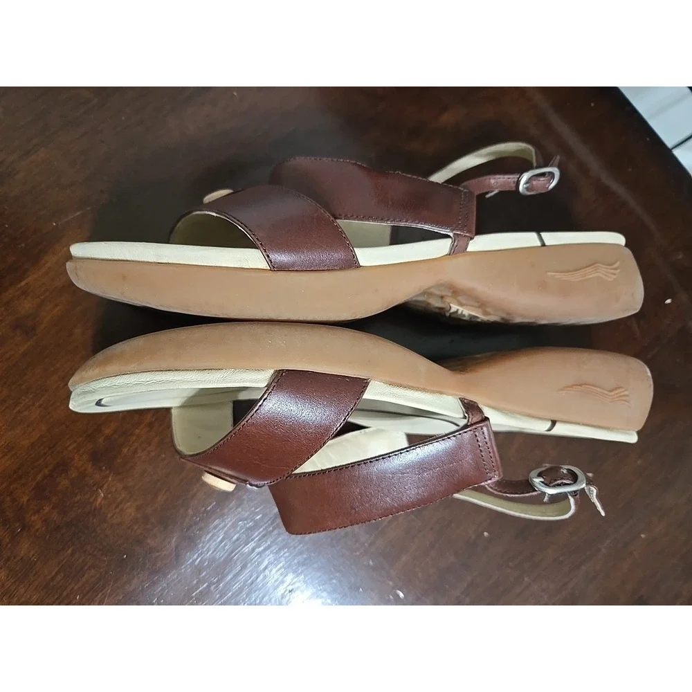 Dansko Sling Back Open Toe Womens Sandal Shoes Sz 38 Or US 8 Brown Leather - Picture 6 of 9